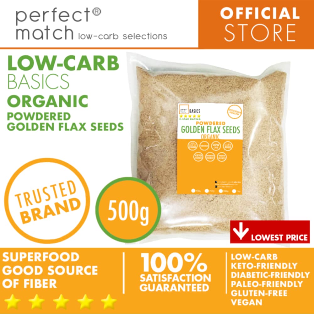 PerfectMatch Low-carb® l Golden Flax Seeds Powder I Low-carb l Keto-Friendly l Paleo-Friendly l Gluten-Free l Diabetic- Friendly l Vegan l Good Source of Fiber