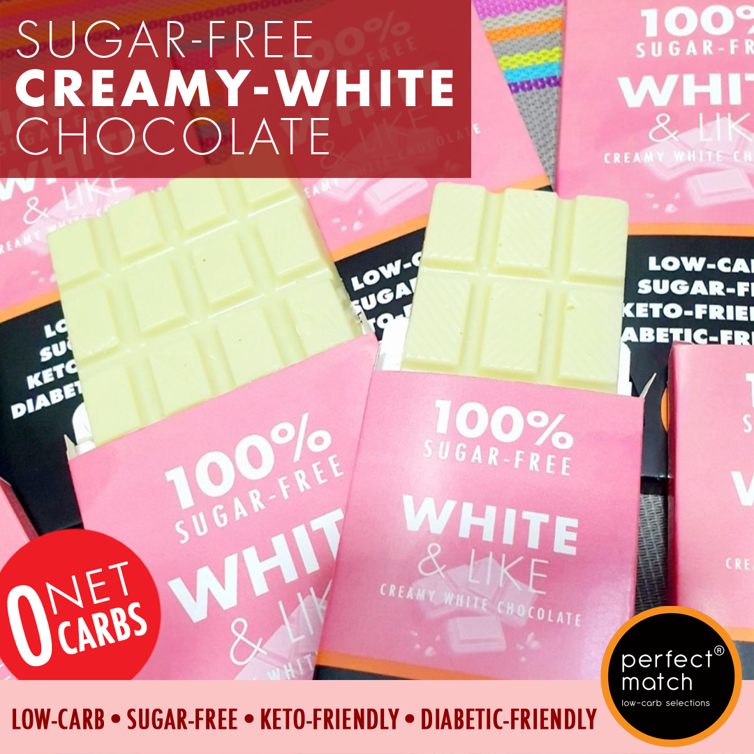 PerfectMatch Low-carb l Keto Sugar-Free White Chocolate I White & Like 90g l Sugarfree