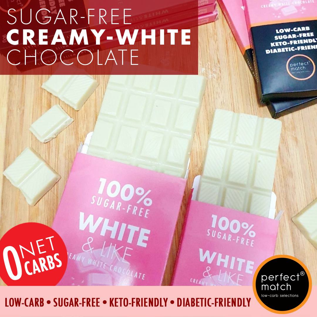PerfectMatch Low-carb l Keto Sugar-Free White Chocolate I White & Like 90g l Sugarfree
