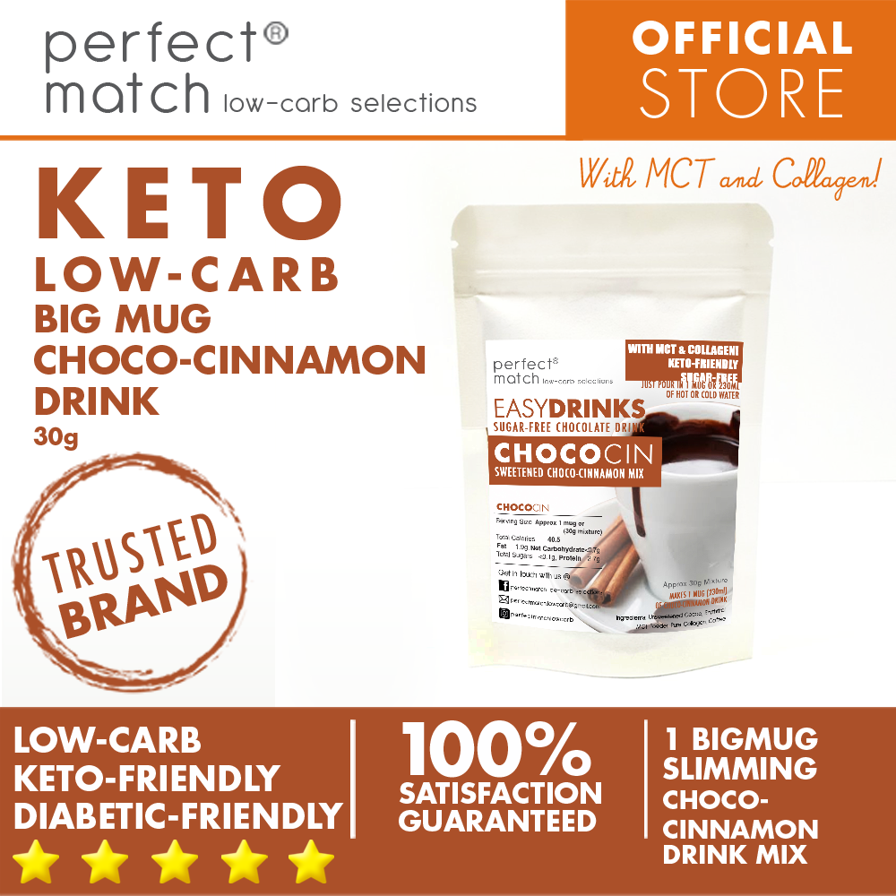 PerfectMatch Low-carb l Keto Chocolate Cinnamon Drink l Chococin 30g l Sugarfree w/ MCT & Collagen