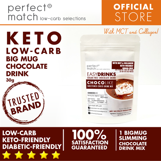 PerfectMatch Low-carb l Keto Chocolate Drink Mix l Chocolike 30g l Sugarfree with MCT & Collagen