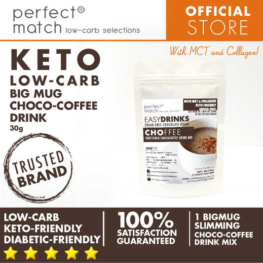 PerfectMatch Low-carb l Keto Chocolate Coffee Drink Mix l Choffee 30g l Sugarfree w/ MCT & Collagen