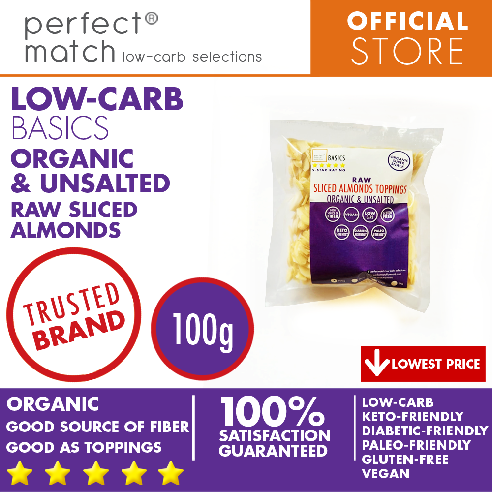 PerfectMatch Low-carb® l Sliced Almonds I Low-carb l Keto-Friendly l Paleo-Friendly l Gluten-Free l Diabetic- Friendly l Vegan l Good Source of Fiber