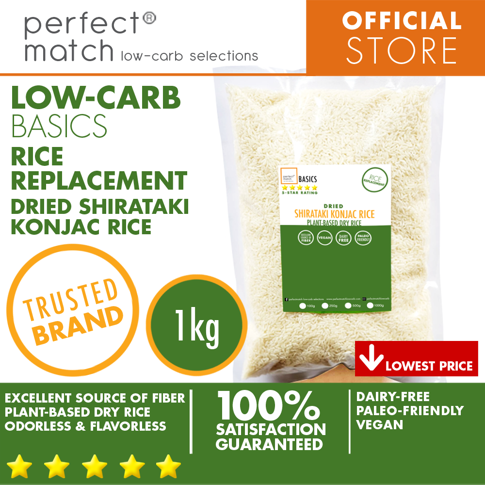 PerfectMatch Low-carb® l Dried Shirataki Konjac Rice I Paleo-Friendly l Vegan l Good Source of Fiber l Rice Alternative