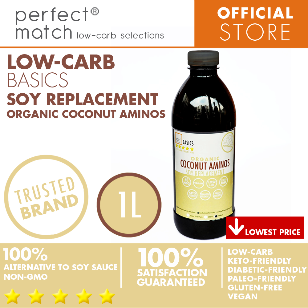 PerfectMatch Low-carb® l Organic Coconut Aminos I Low-carb l Keto-Friendly l Paleo-Friendly l Gluten-Free l Diabetic- Friendly l Vegan l NO MSG I Soy Replacement