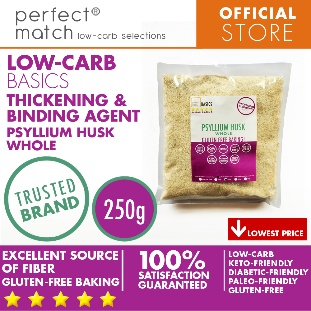 PerfectMatch Low-carb® l Psyllium Husk Whole I Low-carb l Keto-Friendly l Paleo-Friendly l Gluten-Free l Diabetic- Friendly l Vegan l Thickening & Binding Agent I NEW PRODUCT!