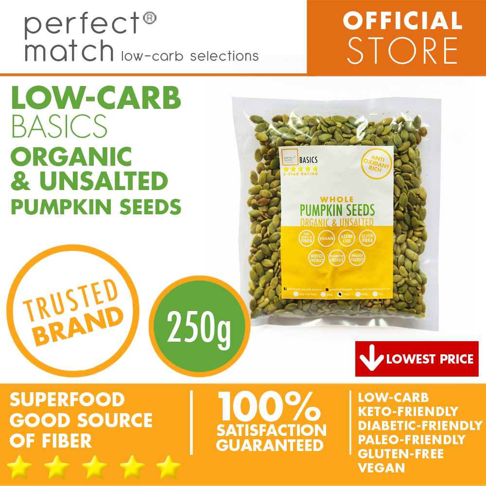 PerfectMatch Low-carb® l Pumpkin Seeds I Low-carb l Keto-Friendly l Paleo-Friendly l Gluten-Free l Diabetic- Friendly l Vegan l Good Source of Fiber