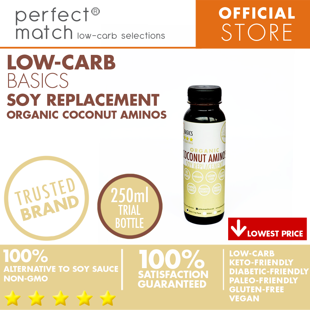 PerfectMatch Low-carb® l Organic Coconut Aminos I Low-carb l Keto-Friendly l Paleo-Friendly l Gluten-Free l Diabetic- Friendly l Vegan l NO MSG I Soy Replacement