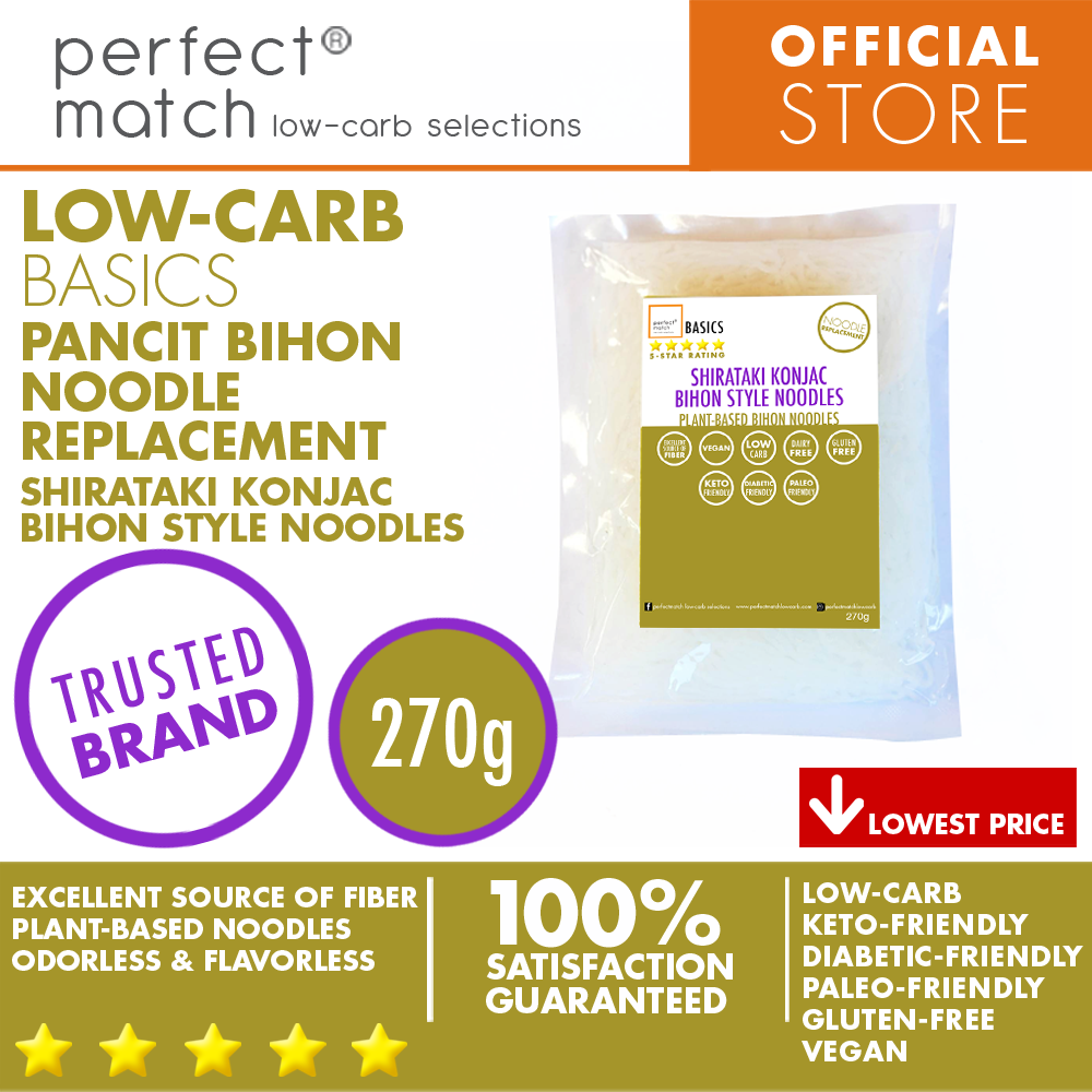 PerfectMatch Low-carb® l Shirataki Konjac Bihon Style Noodle I Low-carb l Keto-Friendly l Paleo-Friendly l Gluten-Free l Diabetic- Friendly l Vegan l Good Source of Fiber l Bihon Noodle Alternative