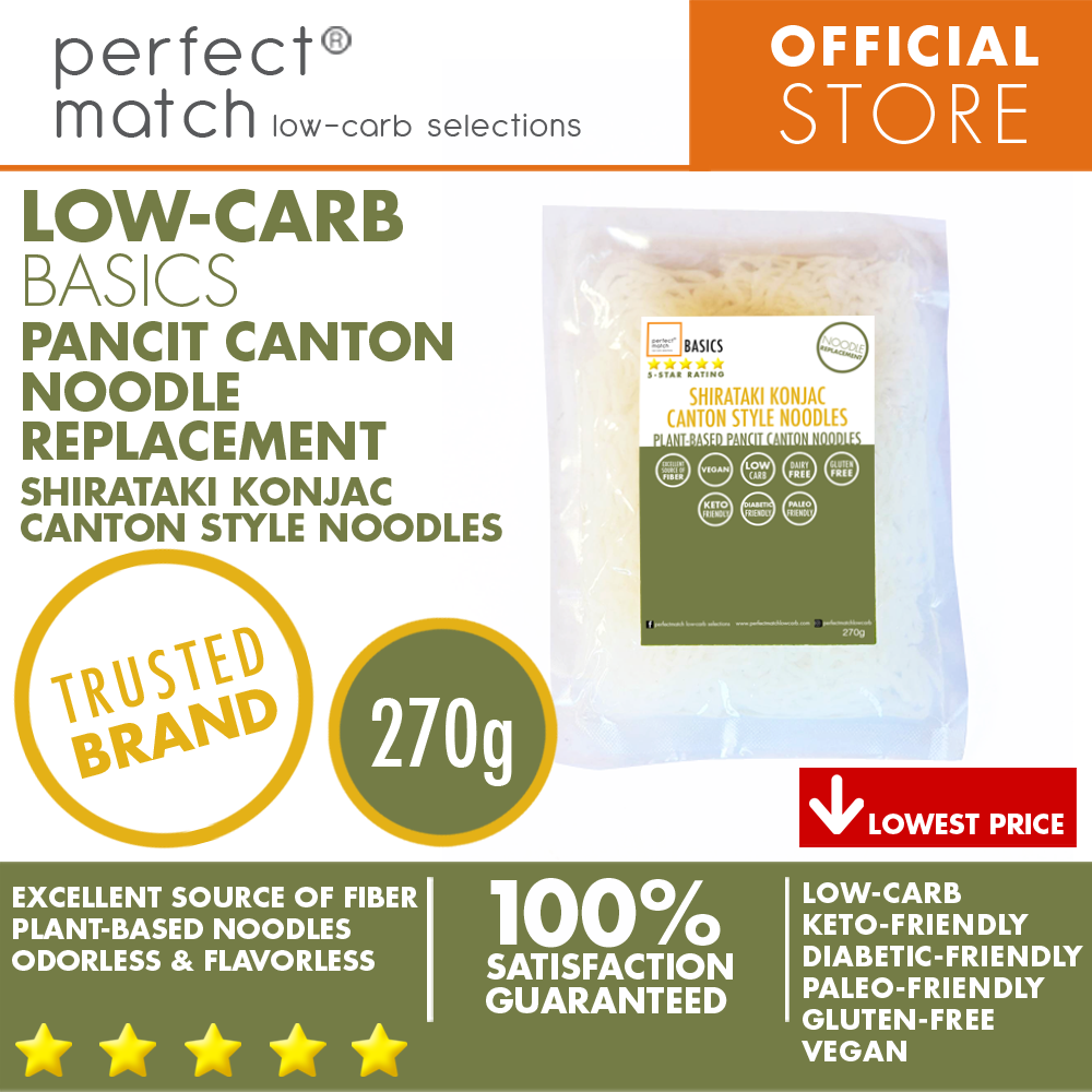 PerfectMatch Low-carb® l Shirataki Konjac Canton Noodle I Low-carb l Keto-Friendly l Paleo-Friendly l Gluten-Free l Diabetic- Friendly l Vegan l Good Source of Fiber l Canton Noodle Alternative