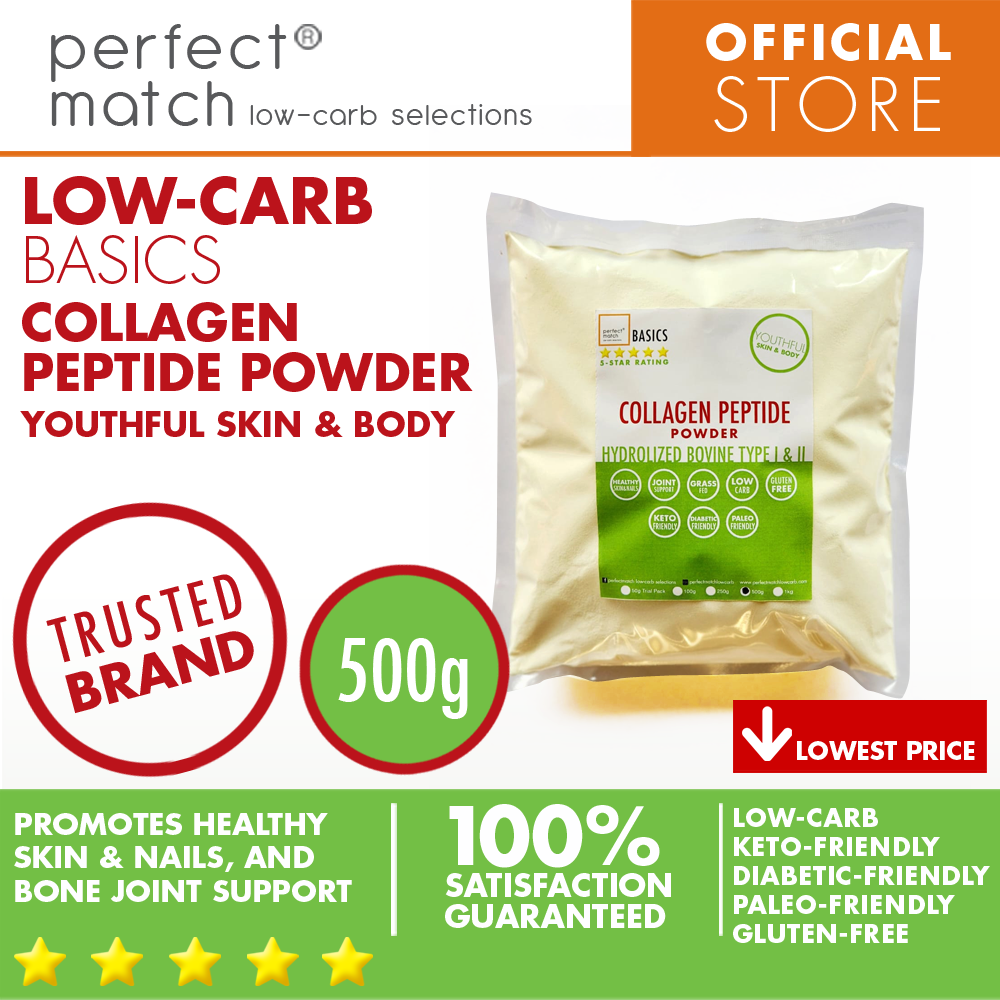 PerfectMatch Low-carb® l Collagen Peptide Powder l Hydrolyzed Bovine Type I, II I Keto-Friendly l Paleo-Friendly l Gluten-Free l Diabetic- Friendly l Coffee Creamer Replacement