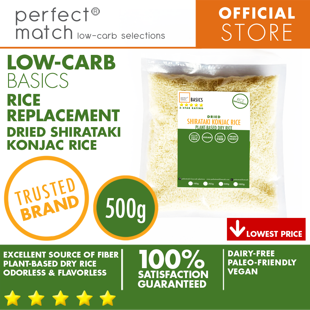 PerfectMatch Low-carb® l Dried Shirataki Konjac Rice I Paleo-Friendly l Vegan l Good Source of Fiber l Rice Alternative