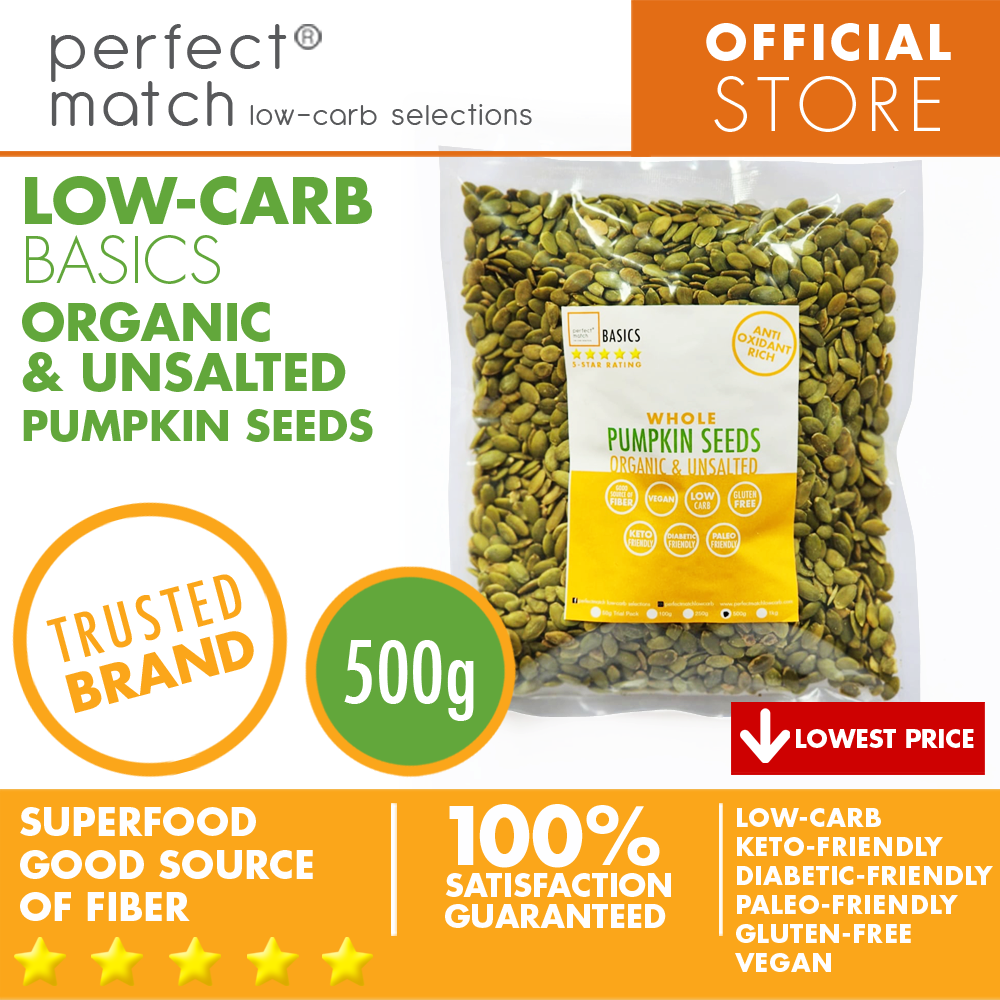 PerfectMatch Low-carb® l Pumpkin Seeds I Low-carb l Keto-Friendly l Paleo-Friendly l Gluten-Free l Diabetic- Friendly l Vegan l Good Source of Fiber