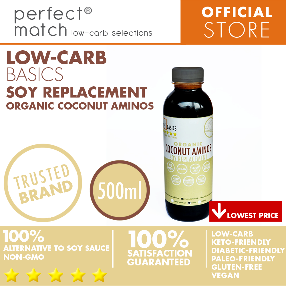 PerfectMatch Low-carb® l Organic Coconut Aminos I Low-carb l Keto-Friendly l Paleo-Friendly l Gluten-Free l Diabetic- Friendly l Vegan l NO MSG I Soy Replacement