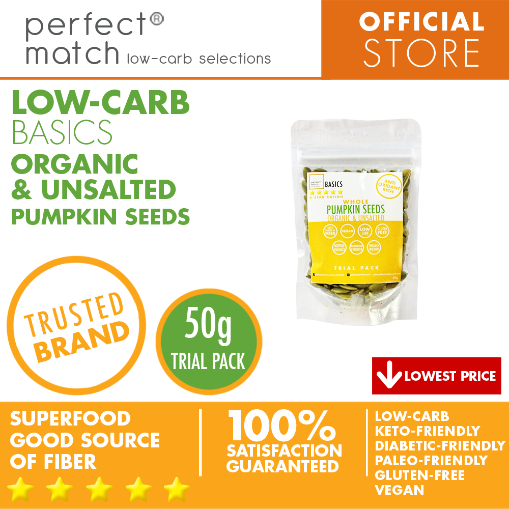 PerfectMatch Low-carb® l Pumpkin Seeds I Low-carb l Keto-Friendly l Paleo-Friendly l Gluten-Free l Diabetic- Friendly l Vegan l Good Source of Fiber