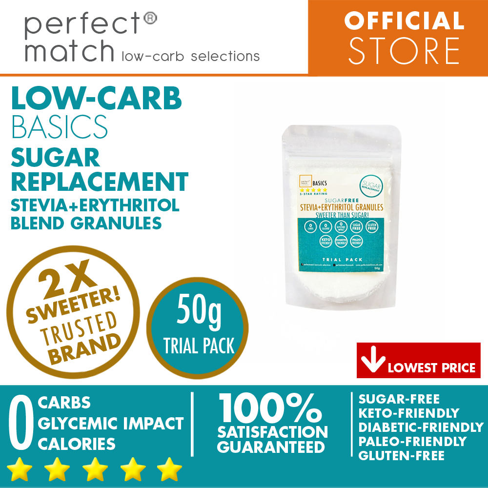 PerfectMatch Low-carb® l Erythritol Stevia Blend Granules I Sugar-Free l Keto-Friendly l Paleo-Friendly l Gluten-Free l Sugar Replacement