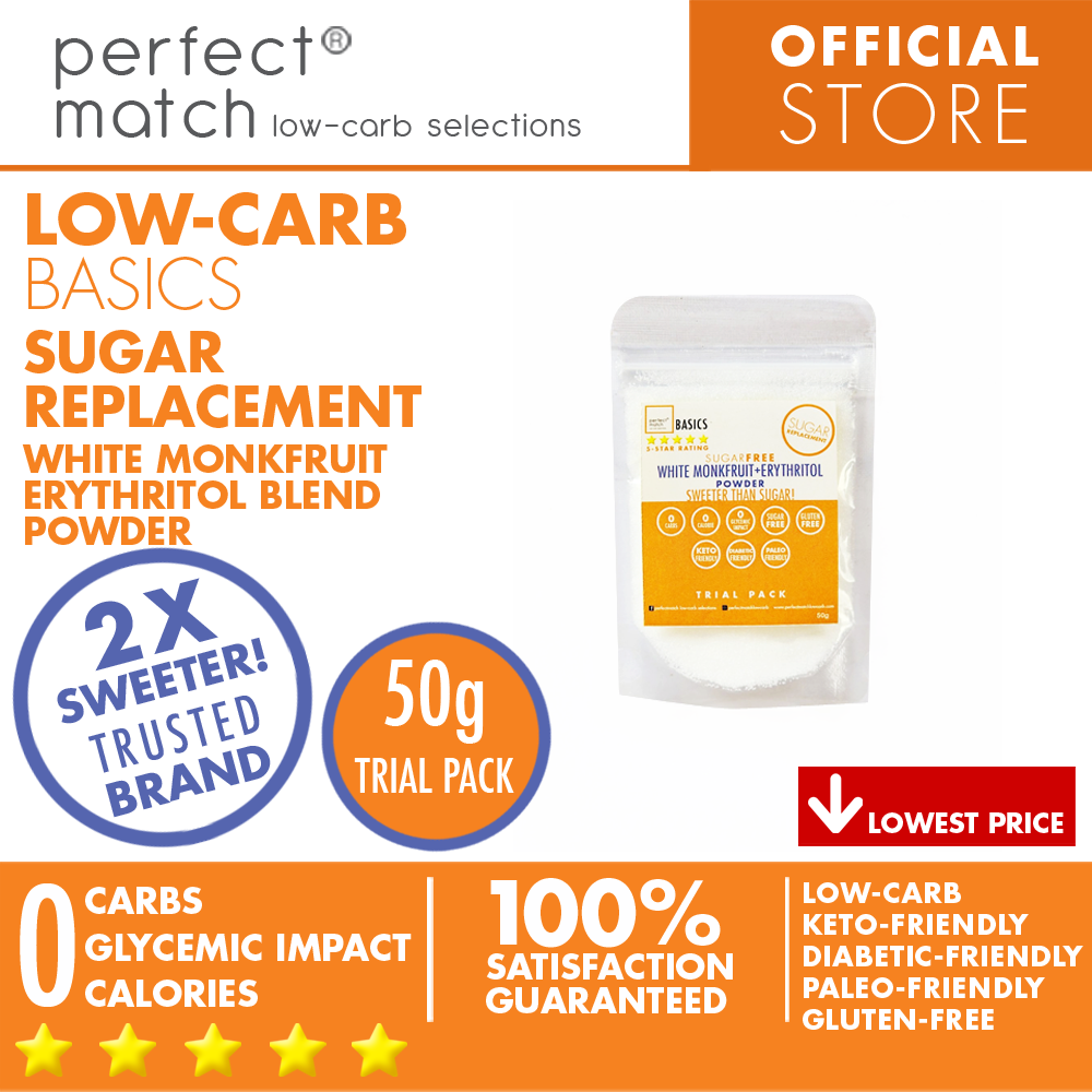 PerfectMatch Low-carb® l White Monkfruit Erythritol Blend Powder I Sugar-Free l Keto-Friendly l Paleo-Friendly l Gluten-Free l Sugar Replacement