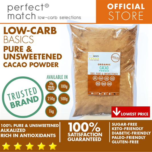 PerfectMatch Low-carb® l Cocoa Powder l Sugar-Free I Low-carb l Keto-Friendly l Paleo-Friendly l Gluten-Free l Diabetic- Friendly l Dairy-Free l Vegan l Antioxidants
