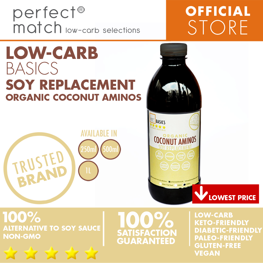 PerfectMatch Low-carb® l Organic Coconut Aminos I Low-carb l Keto-Friendly l Paleo-Friendly l Gluten-Free l Diabetic- Friendly l Vegan l NO MSG I Soy Replacement