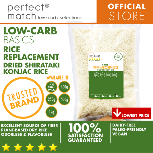 PerfectMatch Low-carb® l Dried Shirataki Konjac Rice I Paleo-Friendly l Vegan l Good Source of Fiber l Rice Alternative