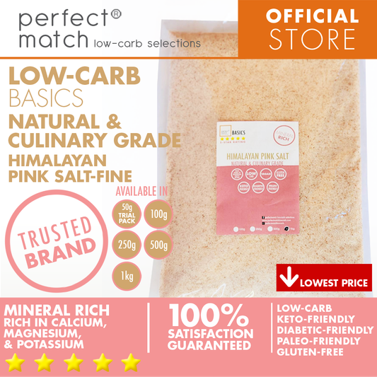 PerfectMatch Low-carb® l Pink Fine Himalayan Salt I Low-carb l Keto-Friendly l Paleo-Friendly l Gluten-Free l Diabetic-Friendly l Vegan l Rich in Minerals