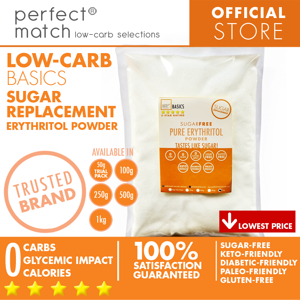 PerfectMatch Low-carb® l Pure Erythritol Powder I Sugar-Free l Keto-Friendly l Paleo-Friendly l Gluten-Free l Sugar Replacement