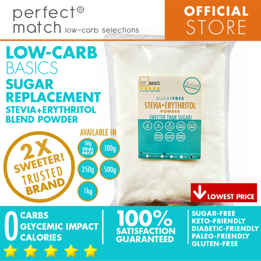 PerfectMatch Low-carb® l Erythritol Stevia Blend Powder  I Sugar-Free l Keto-Friendly l Paleo-Friendly l Gluten-Free l Sugar Replacement