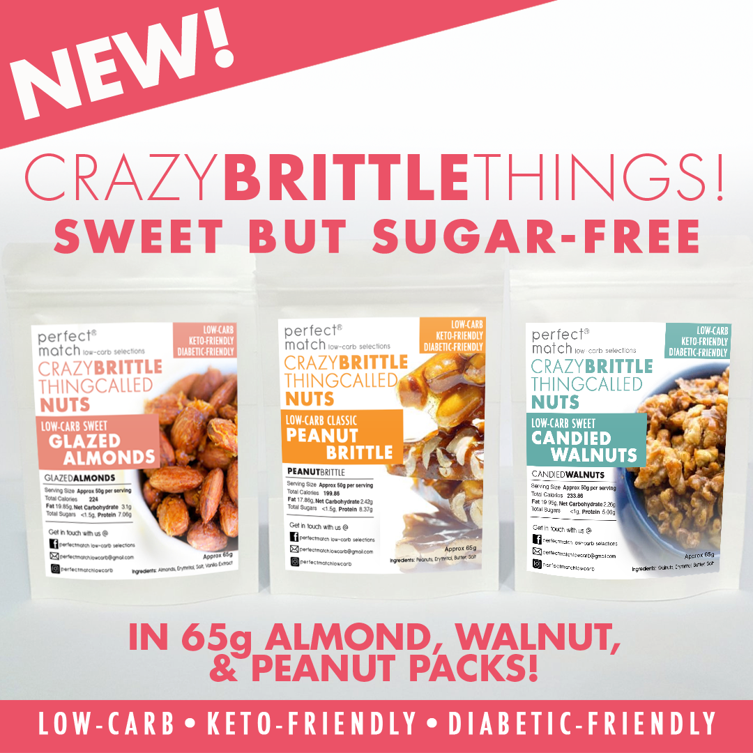 PerfectMatch Low-carb® l Keto Nuts Triple Pack Sweet Candied Brittle Nuts l Sugar-free