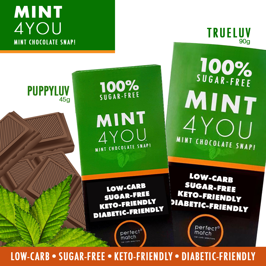 PerfectMatch Low-carb l Keto Sugar-Free Chocolate I Mint 4 u 90g l Sugarfree