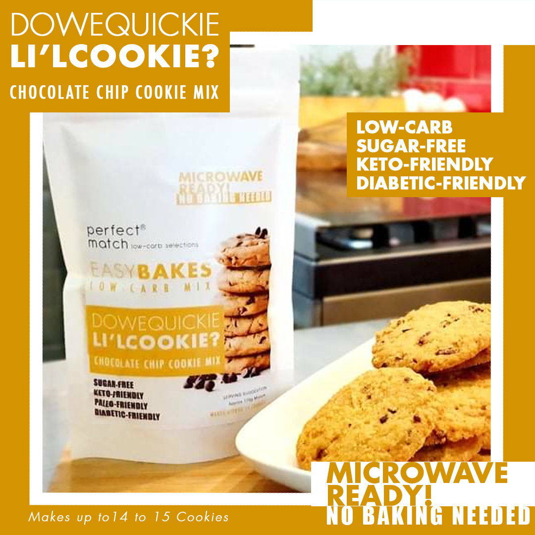 PerfectMatch Low-carb l Keto Choco Chip Cookie Mix l Dowequickie Li’L COOKIE 180g l Sugarfree