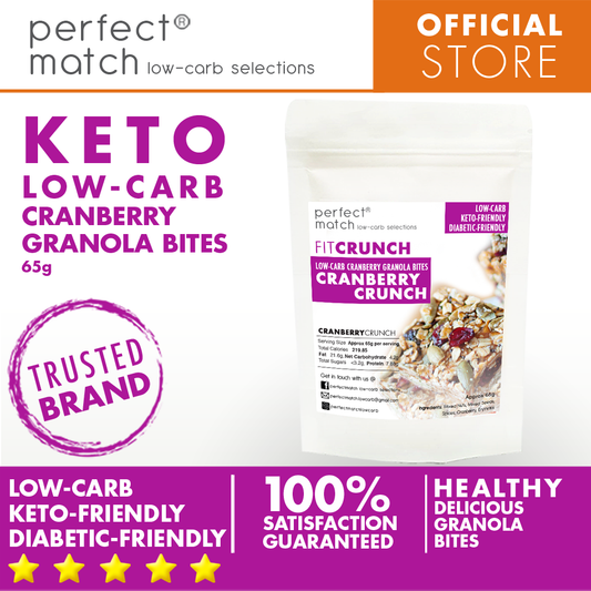 PerfectMatch Low-carb Keto Fit Crunch Cranberry Granola Bites l Cranberry Crunch l 65g l Sugar-free