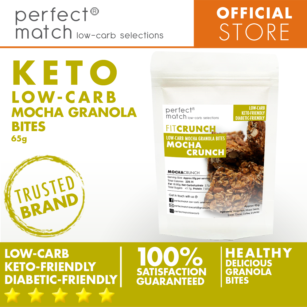 PerfectMatch Low-carb Keto Fit Crunch Mocha Granola Bites l Mocha Crunch l 65 grams l Sugar-free