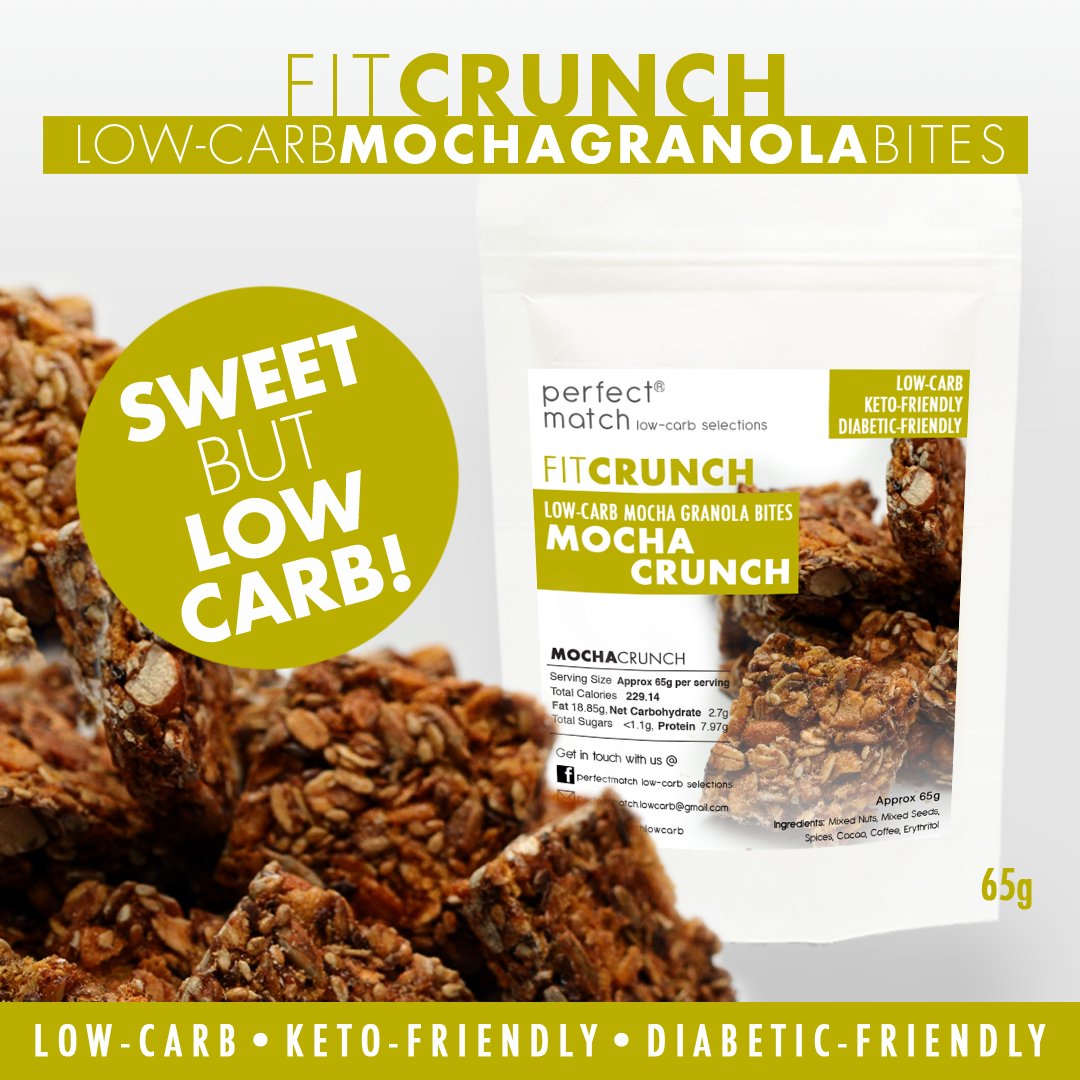 PerfectMatch Low-carb Keto Fit Crunch Mocha Granola Bites l Mocha Crunch l 65 grams l Sugar-free