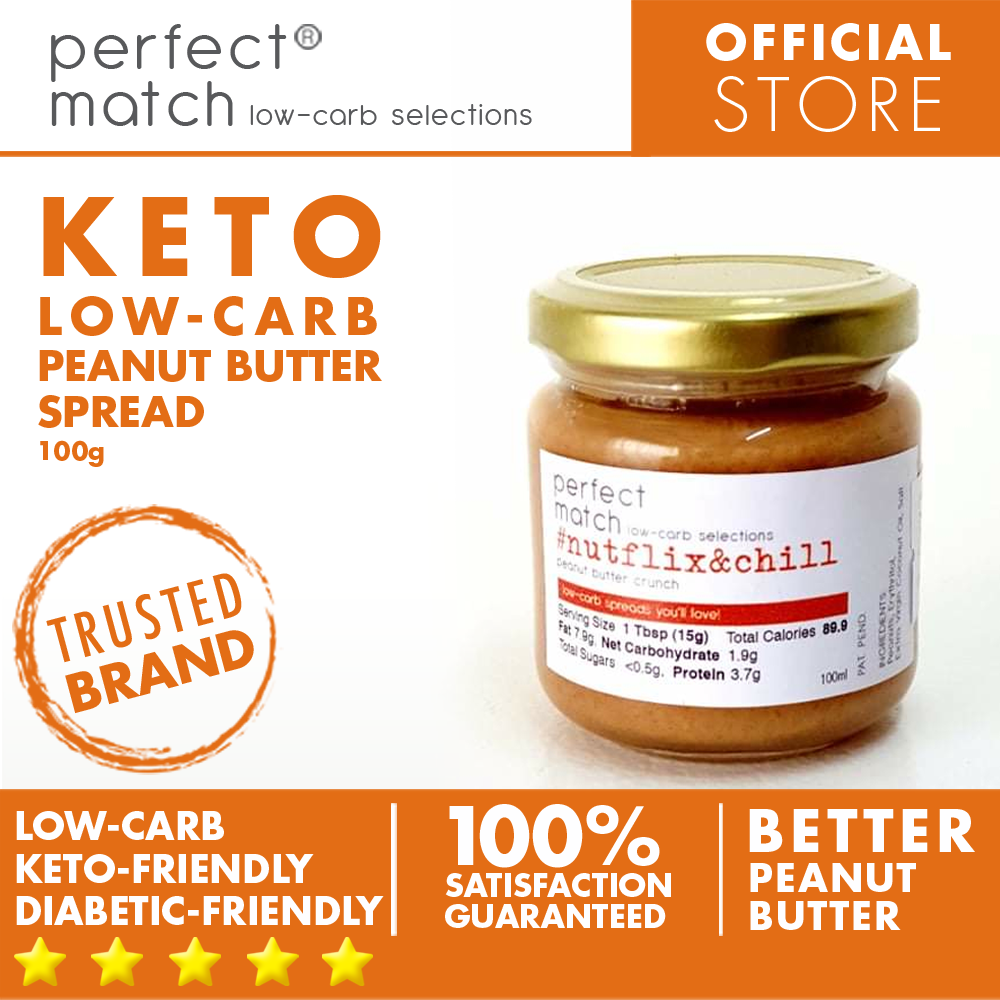 PerfectMatch Low-carb l Keto Peanut Butter Crunch l Nutflix&Chill 100g l Sugarfree