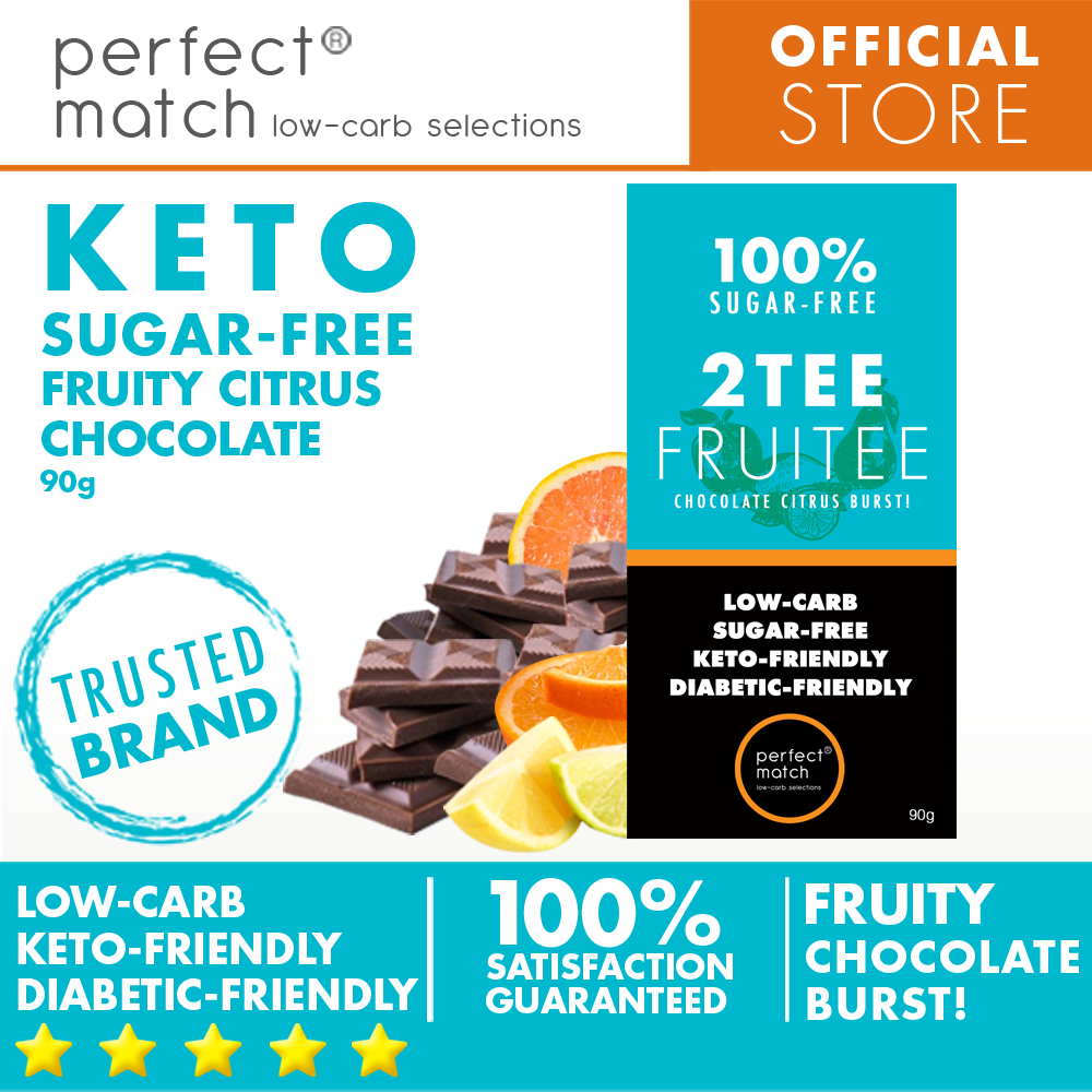 PerfectMatch Low-carb® l Keto Sugar-Free Chocolate Fruity  l 2TEE Fruity 90g l Sugarfree