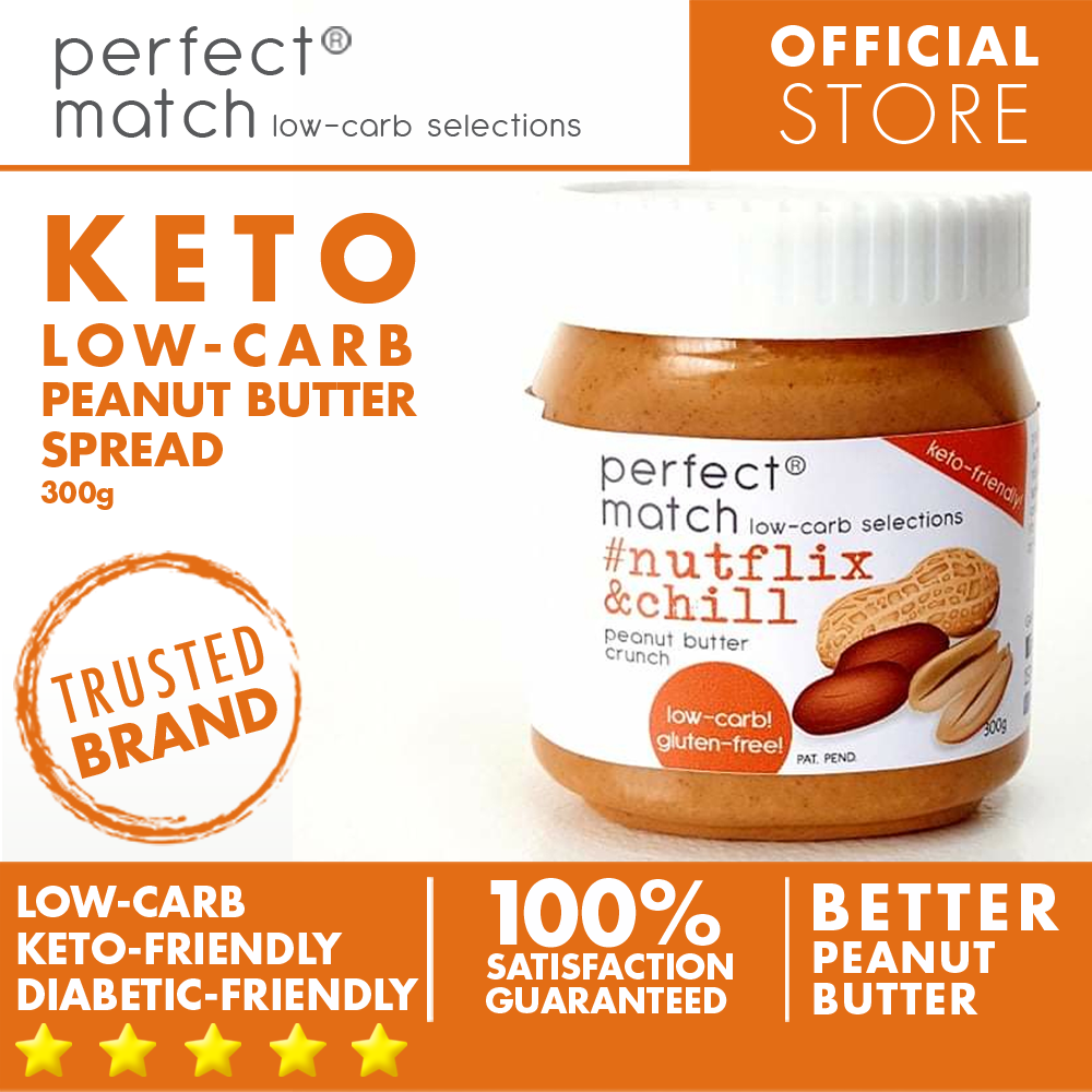 PerfectMatch Low-carb l Keto Peanut Butter Crunch l Nutflix&Chill 300g l Sugarfree