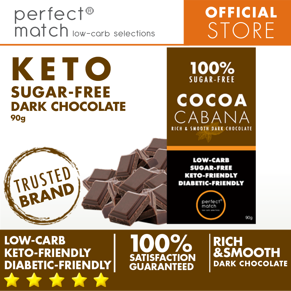 PerfectMatch Low-carb l Keto Sugar-Free Chocolate Dark l Cocoa Cabana 90g l Sugarfree
