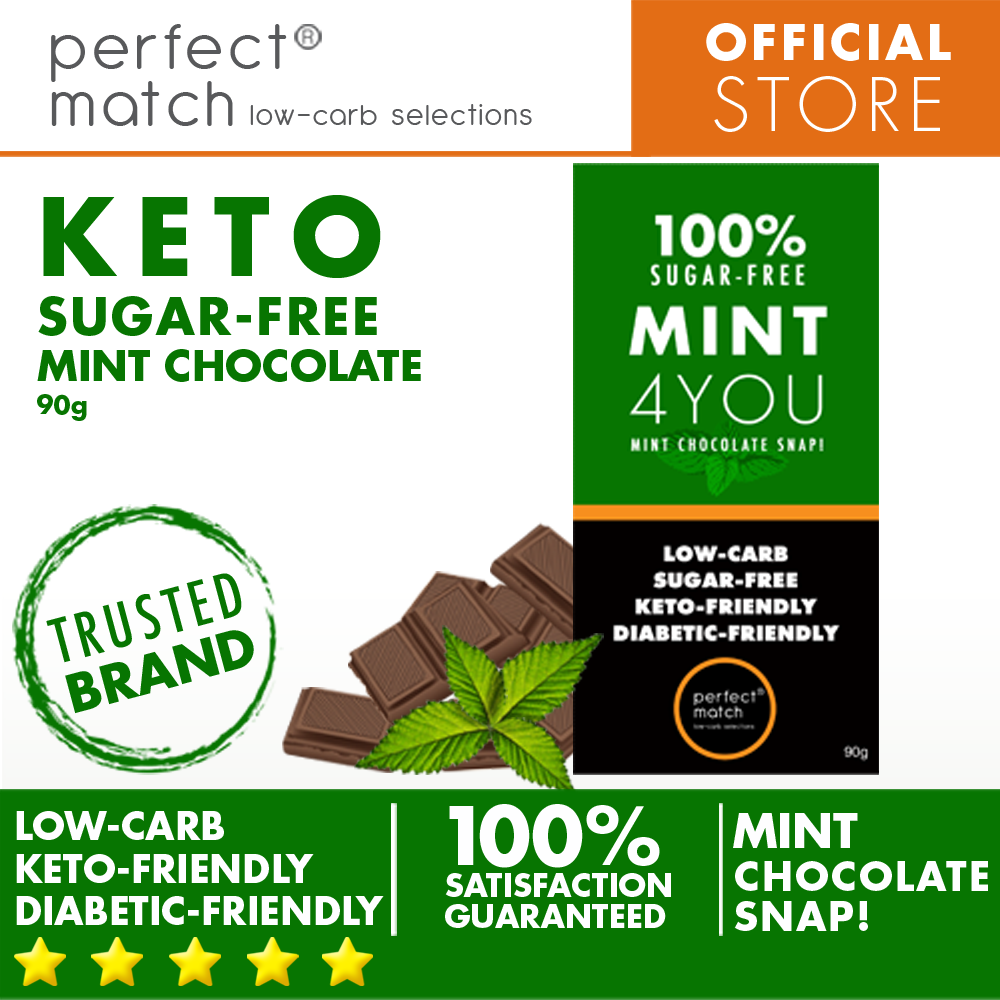 PerfectMatch Low-carb l Keto Sugar-Free Chocolate I Mint 4 u 90g l Sugarfree
