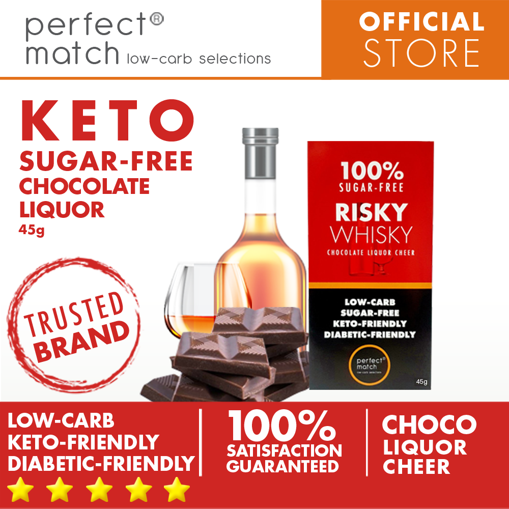 PerfectMatch Low-carb l Keto Sugar-Free Chocolate Liquor I Risky Whisky 45g l Sugarfree