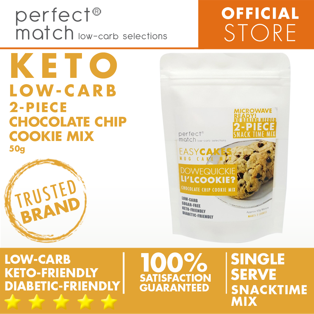 PerfectMatch Low-carb l Keto Choco Chip Cookie Mix l 2 PC- Dowequickie Li’L COOKIE 50g l Sugarfree
