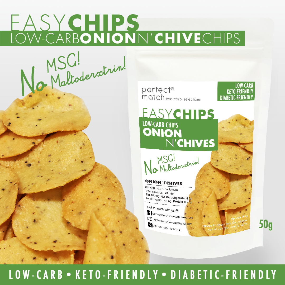 PerfectMatch Low-carb Keto Chips l Onion N’ Chives l 50 grams l Sugar-free