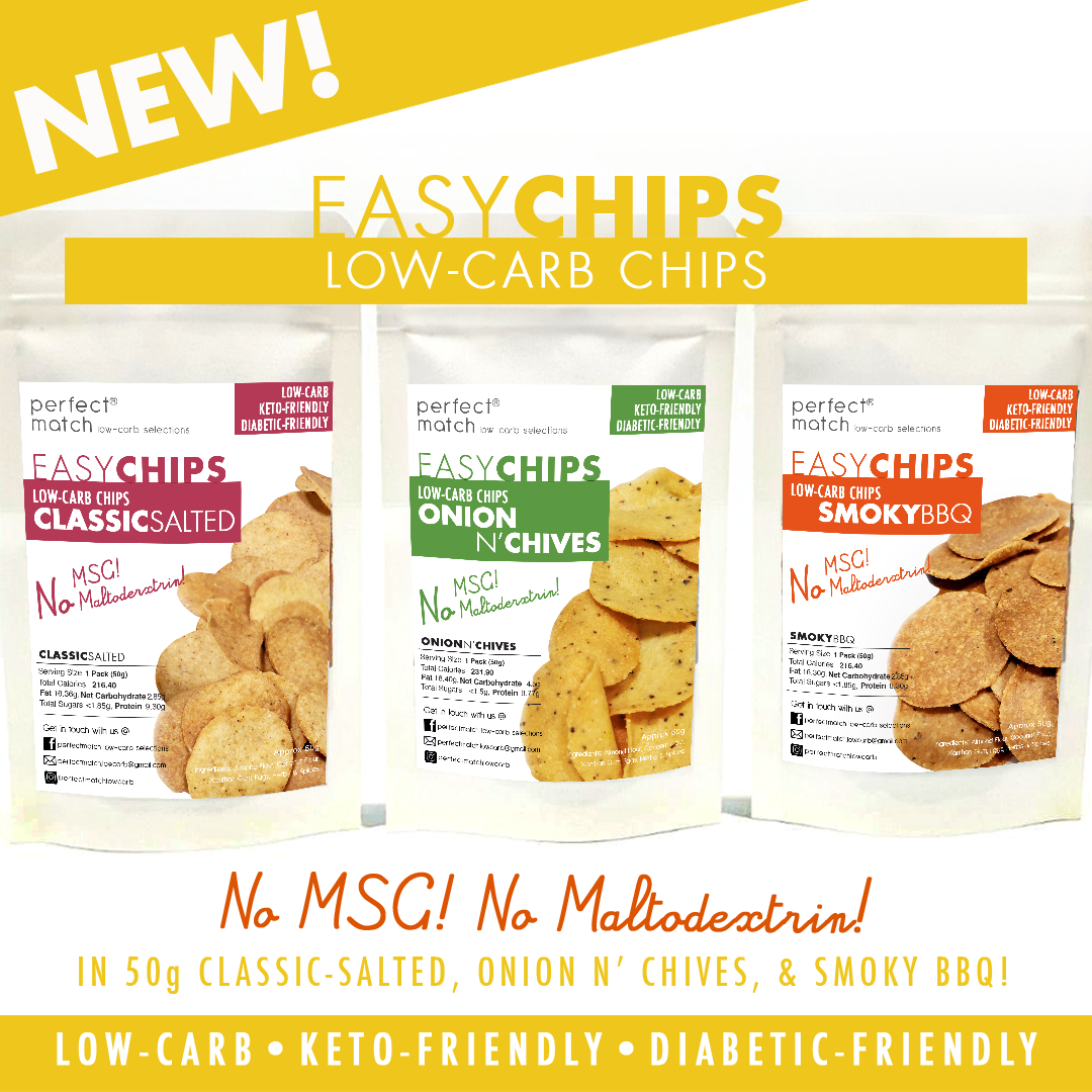 PerfectMatch Low-carb l Keto Chips Triple Pack Set l Classic, Salt N’ Lime, BBQ l 50 grams l Sugar-free