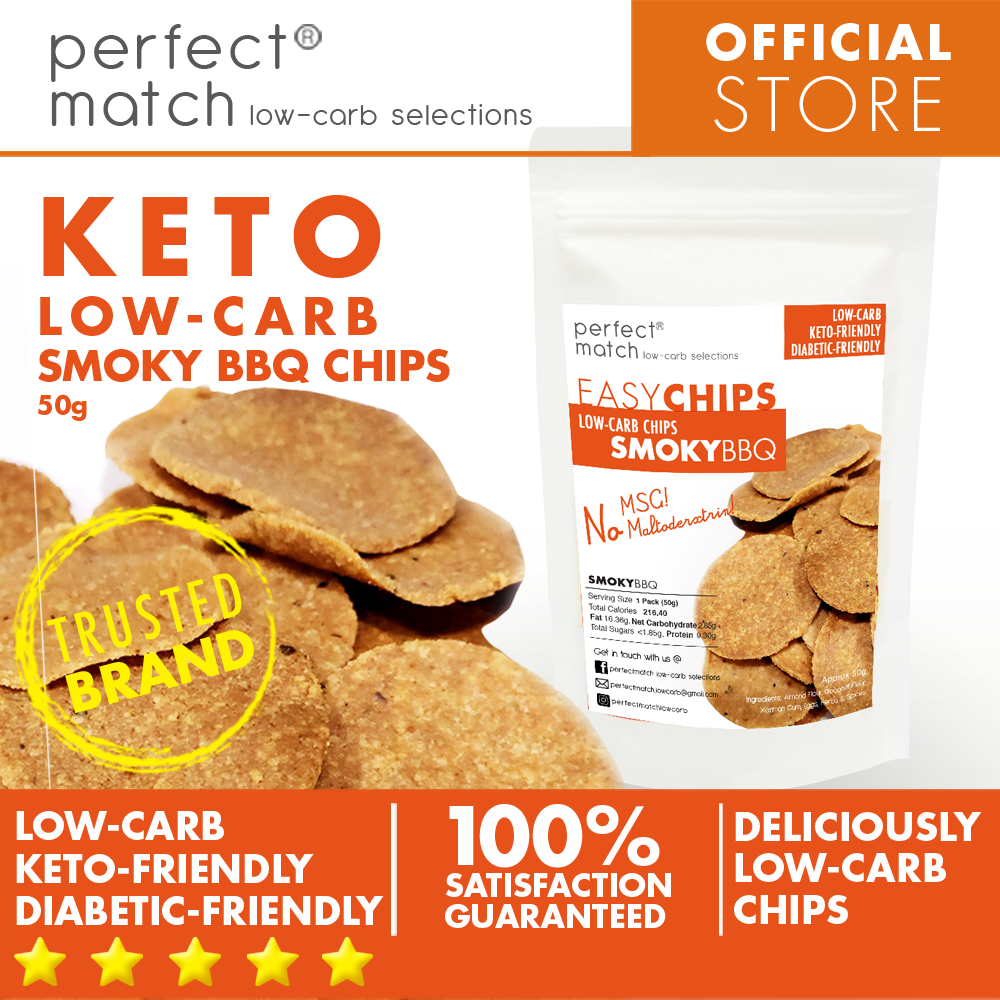 PerfectMatch Low-carb® l Keto Chips Four Pack Set l Classic, Onion N’ Chives, BBQ, Cheese l 50 grams l Sugar-free