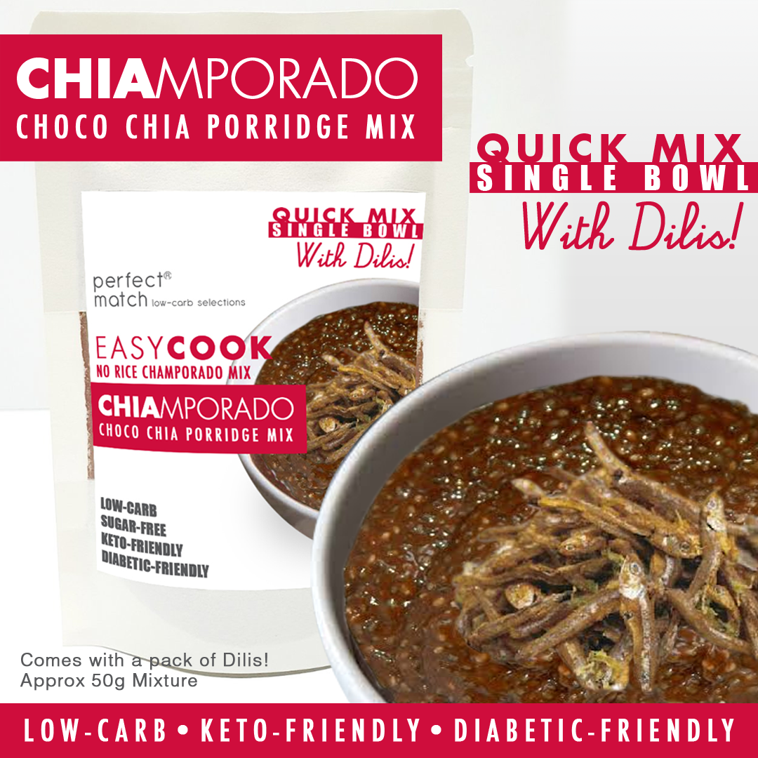 PerfectMatch Low-carb l Keto Champorado Mix l Chiamporado w/ Dilis Single Bowl 50 l Sugarfree
