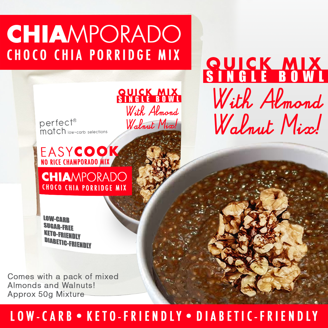 PerfectMatch Low-carb l Keto Champorado Mix l Chiamporado Regular Single Bowl 50g l Sugarfree