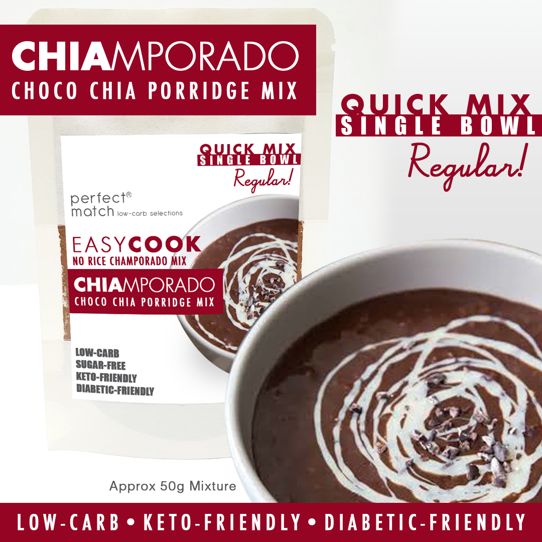 PerfectMatch Low-carb l Keto Champorado Mix l Chiamporado Regular Single Bowl 50g l Sugarfree