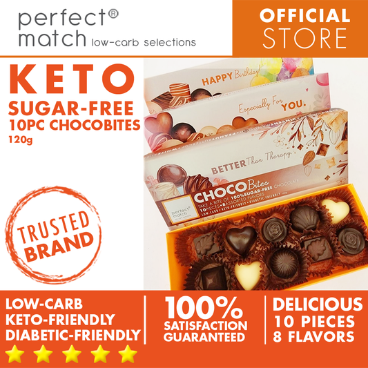 PerfectMatch Low-carb® l Keto Sugar-Free Chocolate l Chocobites l 10-PCS 8 Assorted Flavors 120grams