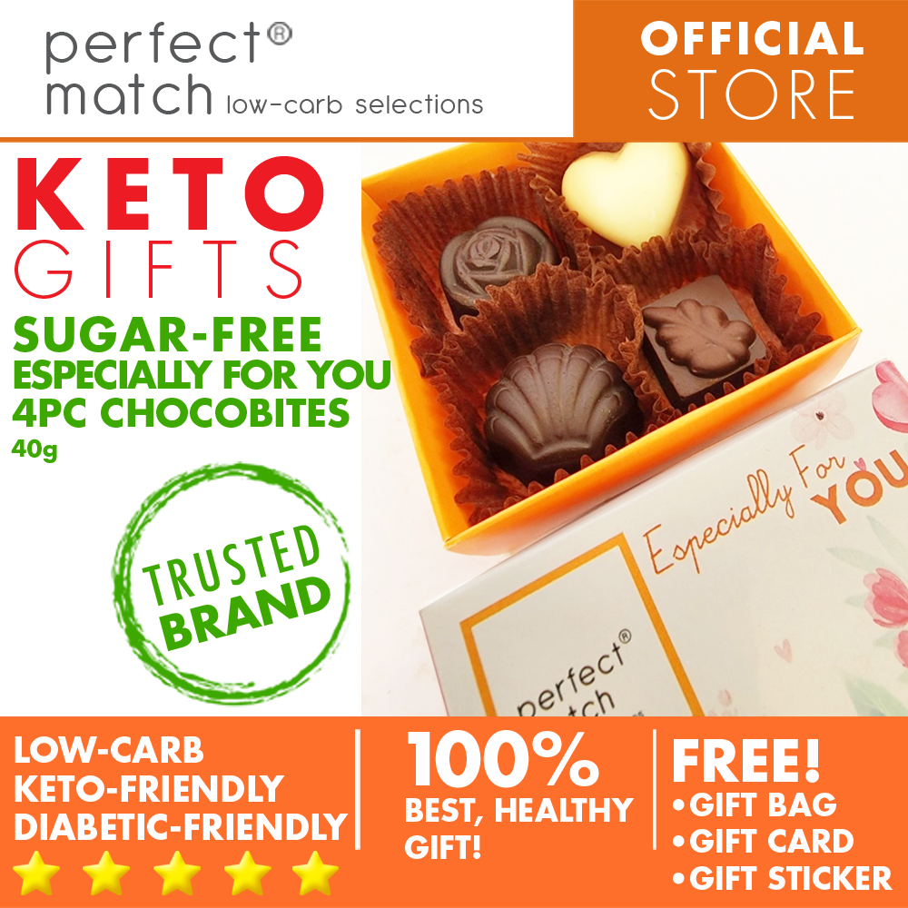 PerfectMatch Low-carb® l Keto Sugar-Free Chocolate l Chocobites l 4-PCS 4 Assorted Flavors 40grams