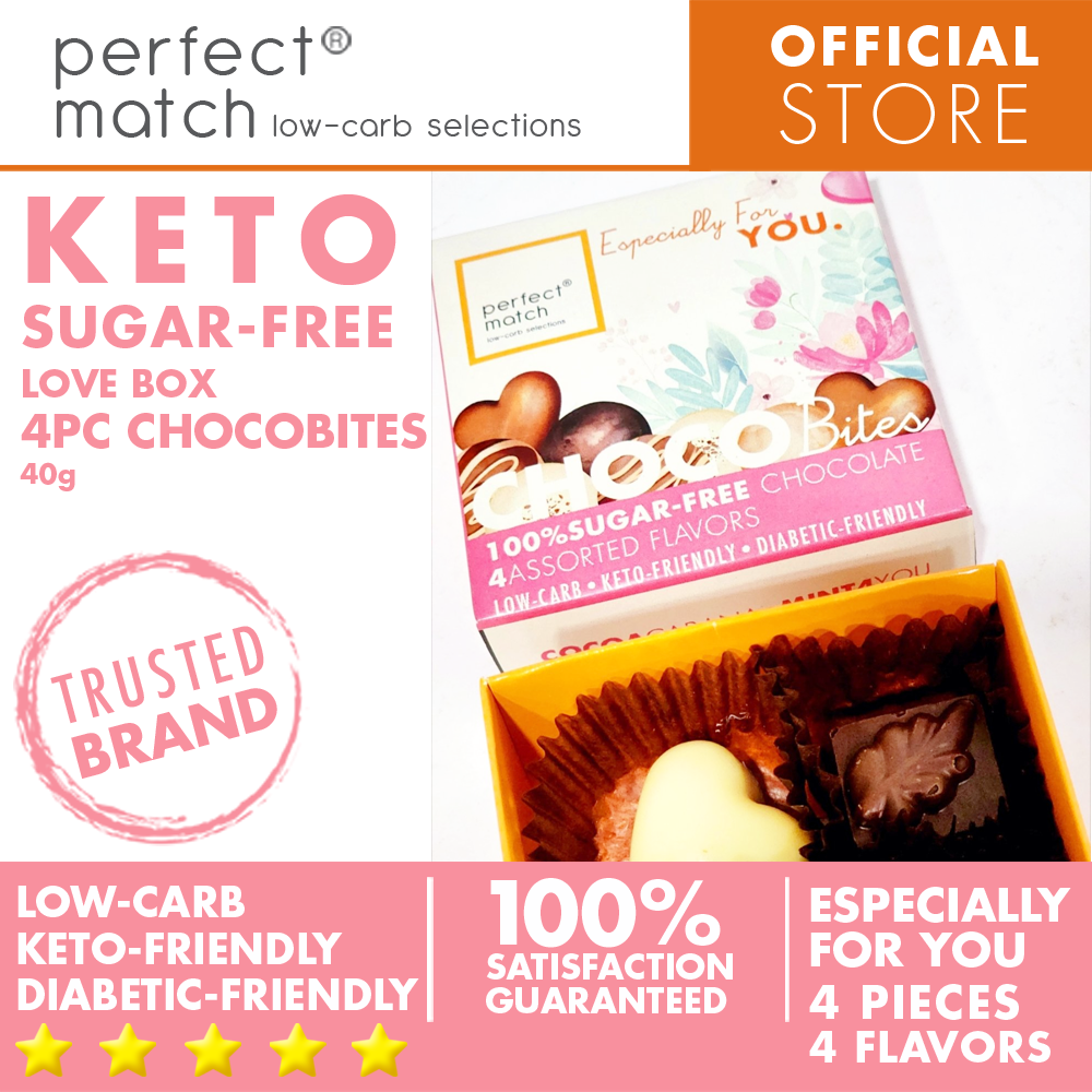 PerfectMatch Low-carb® l Keto Sugar-Free Chocolate l Chocobites l 4-PCS 4 Assorted Flavors 40grams