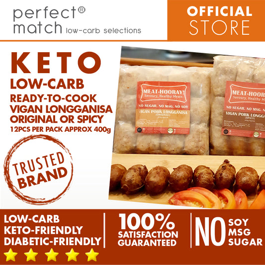 PerfectMatch Low-carb l Ready to Cook l Keto Vigan Longga Original or Spicy l Meathooray l  No Soy  l No Sugar l  No MSG  l  12 pieces